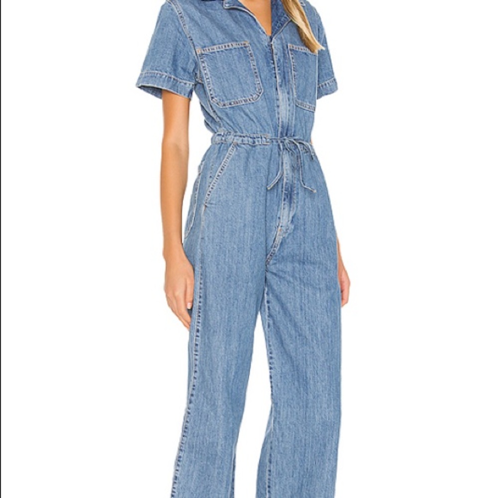 Demin wide leg jumpsuit